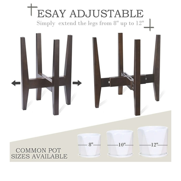 DARK BROWN Adjustable Indoor Plant Stand - Picture 3 of 6